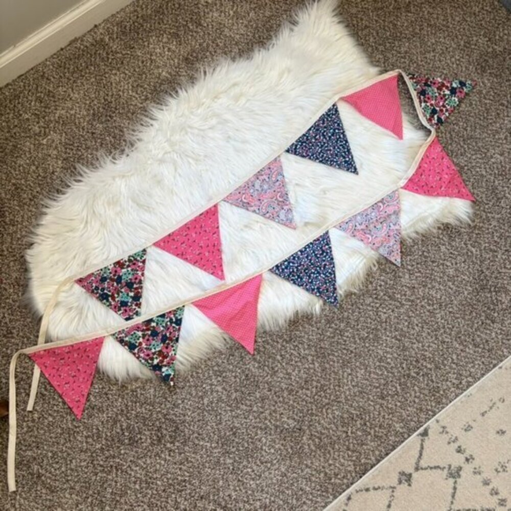 Floral & Pink Patterned Flag Pedant Decor 104 Inches